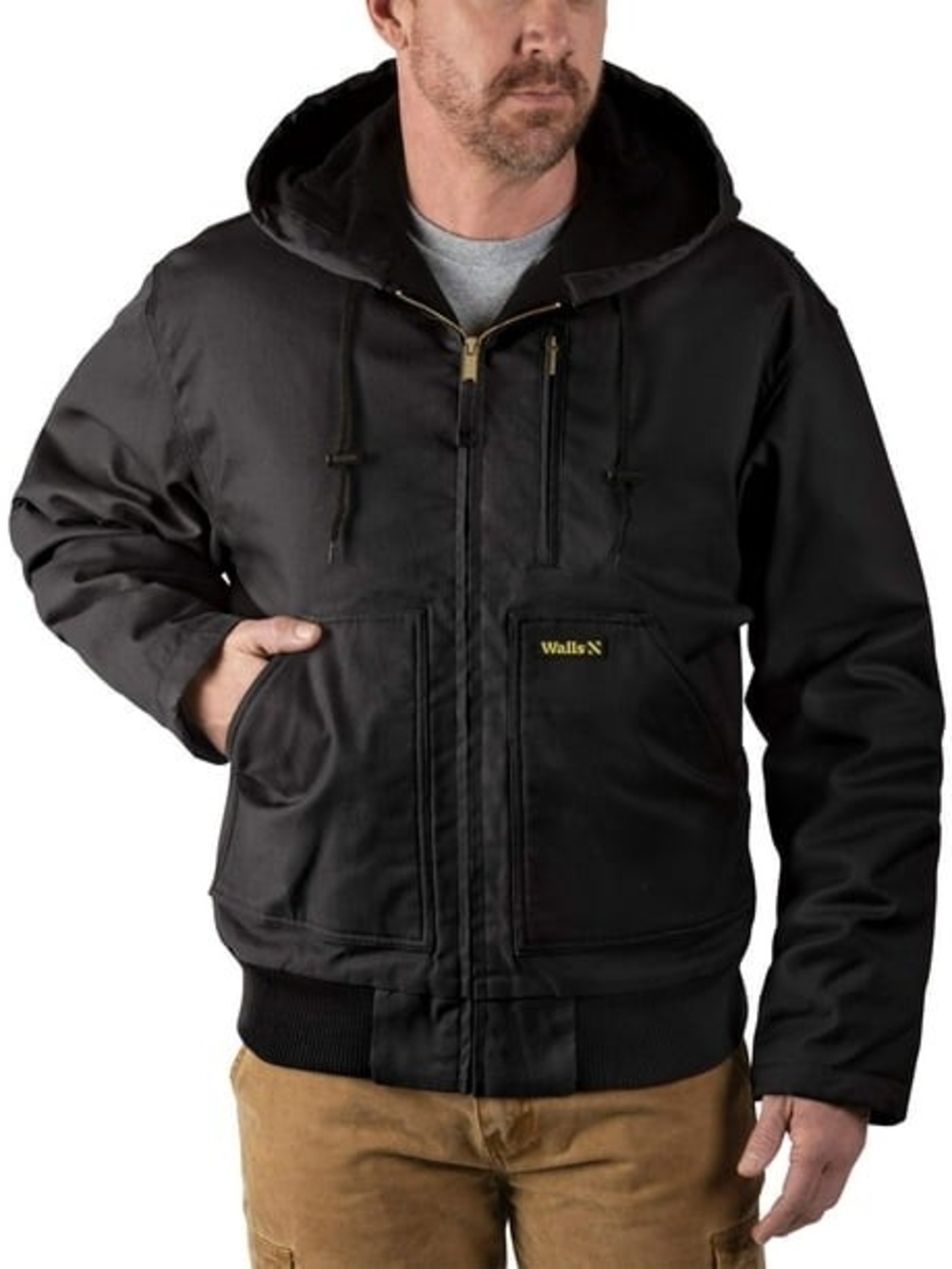 Walls NWT Enduro Flex Insulated Hooded Duck Canvas Work Jacket Bomber Black XL R